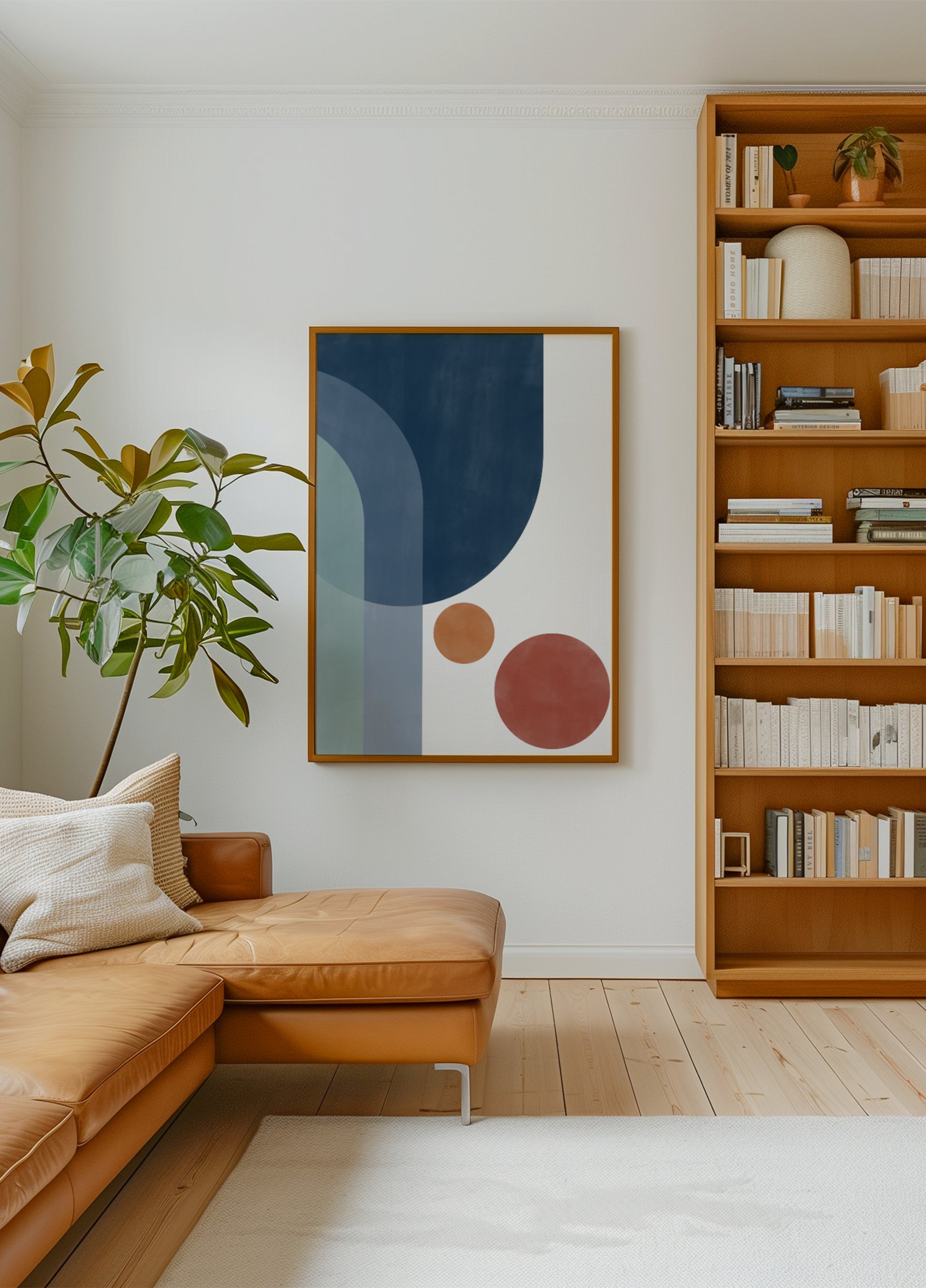 Geometrické modré oranžové abstraktní