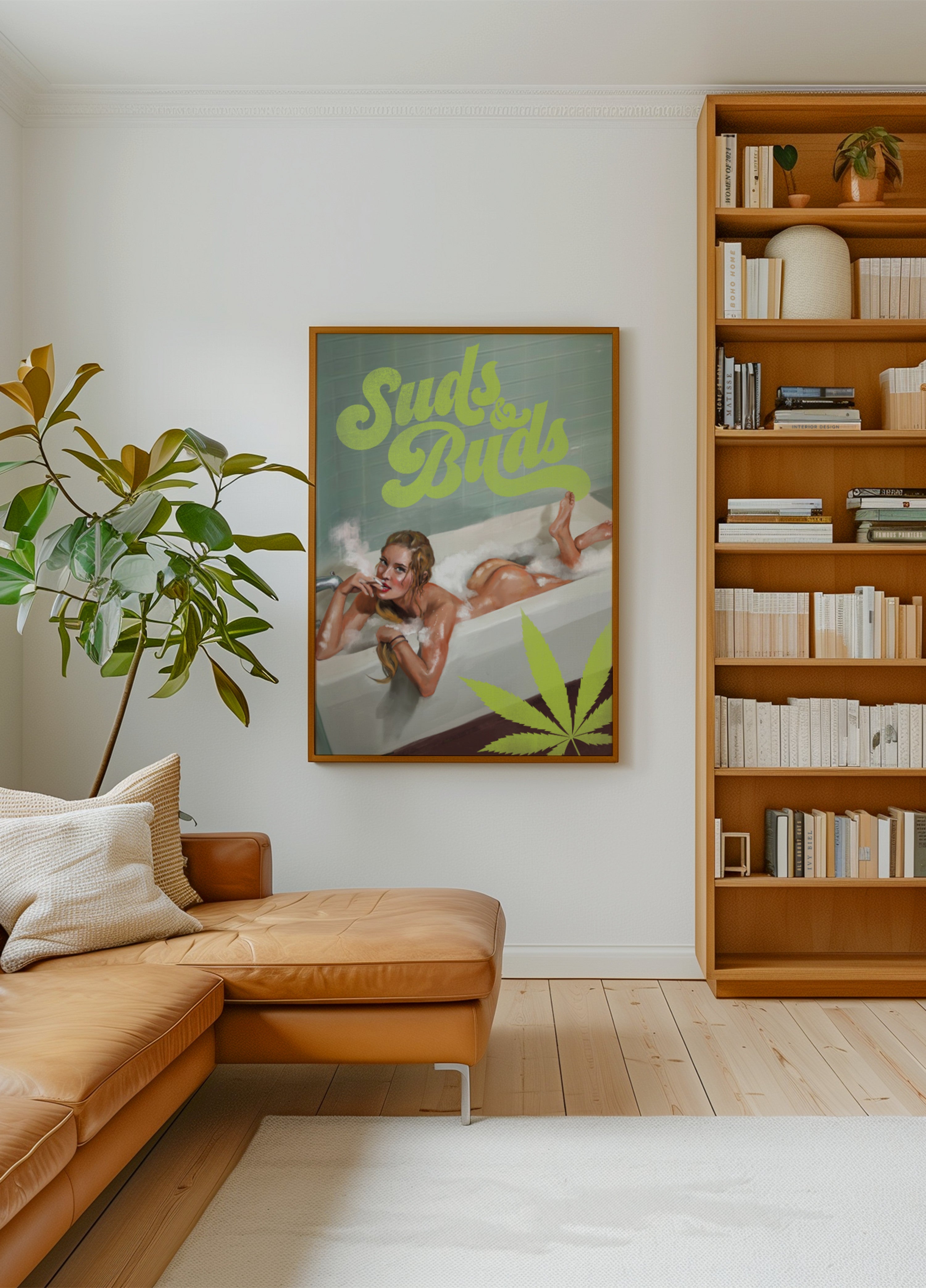 Suds Buds Sexy dívka kouření konopí joint ve vaně