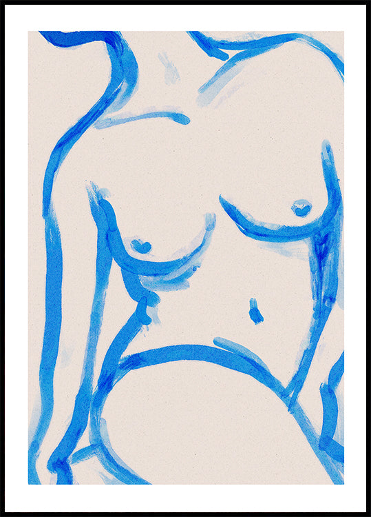 Blue Contour Nude Plakat - Posterbox
