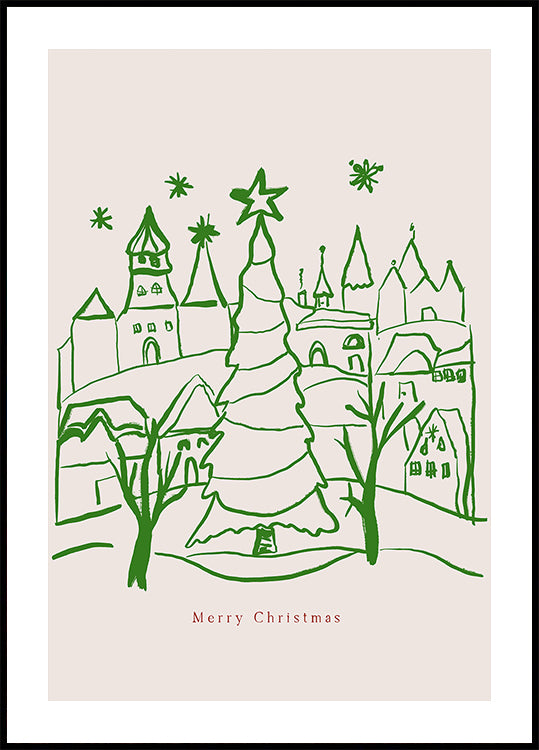 Merry christmas town Plakat - Posterbox