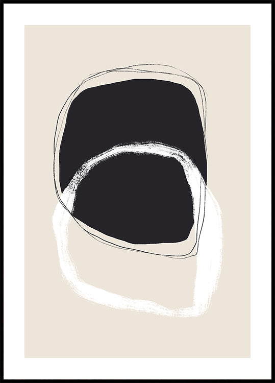 Black And White Shapes With Fluid Lines - Posterbox